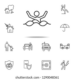 sinking person line icon. Insurance icons universal set for web and mobile