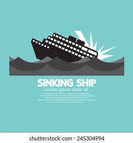 Sinking Ship Black Graphic Vector Illustration