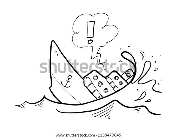 Sinking Ship Drawing Stock Vector Royalty Free 1138479845