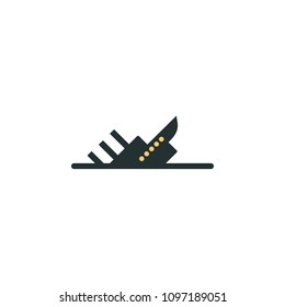 sinking ship icon. Element of web icon with one color for mobile concept and web apps. Isolated sinking ship icon can be used for web and mobile on white background