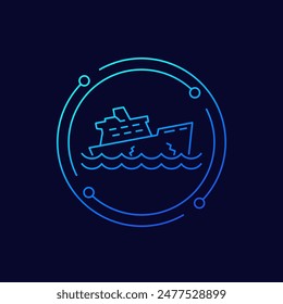 sinking ship icon, linear design