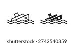 Sinking ship icon logo design element. minimalist style icons