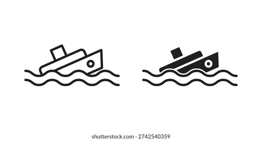 Sinking ship icon logo design element. minimalist style icons