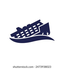 sinking ship icon on white