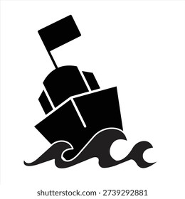 sinking ship icon on white background, vector illustration