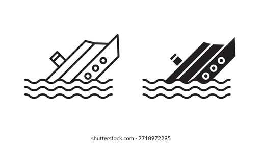 Ícone do navio afundando. Símbolo, ilustração de logotipo. conjunto de ícones gráficos
