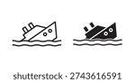 Sinking ship icon and symbol. Vector illustration.eps