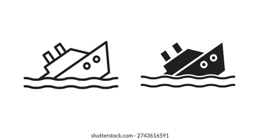 Sinking ship icon and symbol. Vector illustration.eps