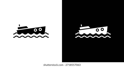 Ilustración vectorial de icono de barco hundido - iconos de vector de estilo negro de alta calidad