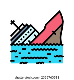 sinking ship sad mood color icon vector. sinking ship sad mood sign. isolated symbol illustration