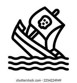 Sinking Vector Line Icon Design