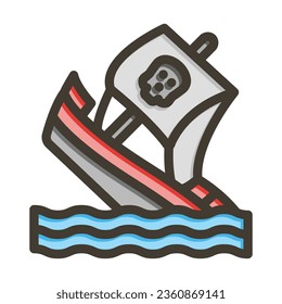 Sinking Vector Thick Line Filled Colors Icon For Personal And Commercial Use.
