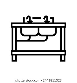 sinks restaurant equipment line icon vector. sinks restaurant equipment sign. isolated contour symbol black illustration