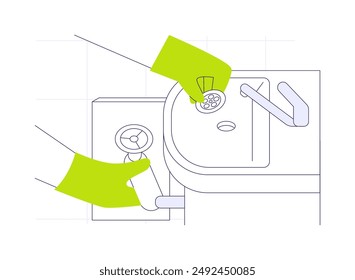 Sinks and toilets installation abstract concept vector illustration. Plumber installs a sink in a new apartment, rough interior works, private house building service abstract metaphor.