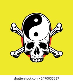 Sinner Yin Yang Skull Head Free Vector