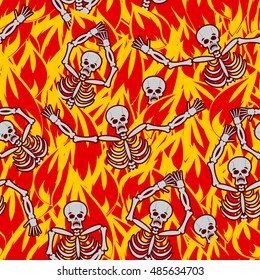 Sinners in fire hell seamless pattern. 