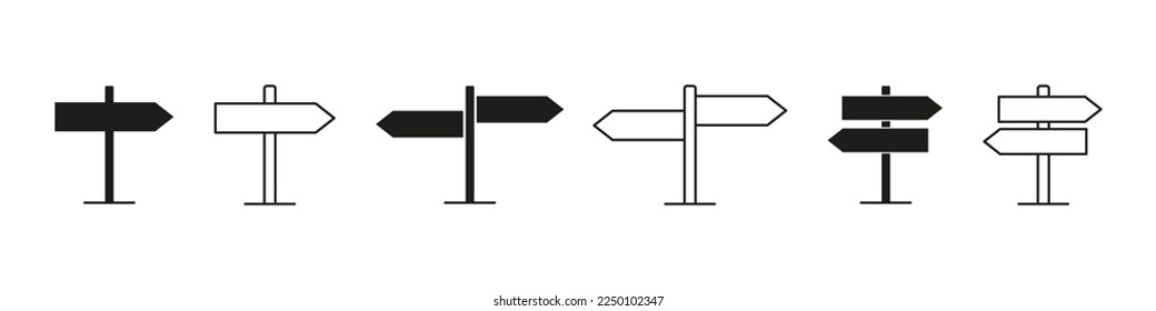 Icono de Sinpost. Conjunto de vectores de cartelera. Dirección de firma. Cartel aislado sobre fondo blanco. 