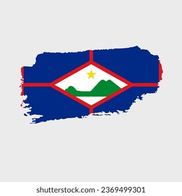Sint Eustatius flag with grunge texture. Vector illustration of Sint Eustatius flag painted with brush with grunge effect and watercolor stroke. Happy Independence Day.