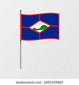 Bandera de San Eustaquio en asta de bandera. Ilustración vectorial.