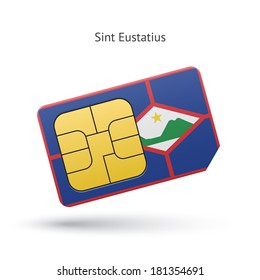 Sint Eustatius mobile phone sim card with flag. Vector illustration.