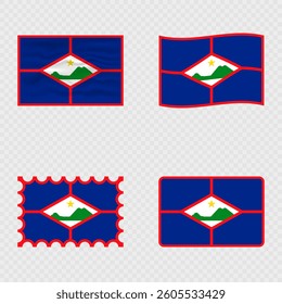 Sint Eustatius national flag in four different styles.