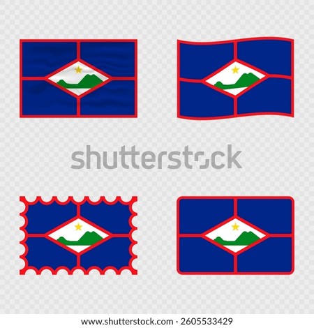 Sint Eustatius national flag in four different styles.