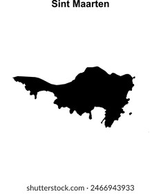 Sint Maarten blank outline map design