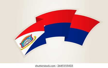 Sint Maarten Flag in Abstract Ribbon Shape, National Symbol of the Sint Maarten. This vector is ideal for use in national events, Independence Day, international sports competitions.