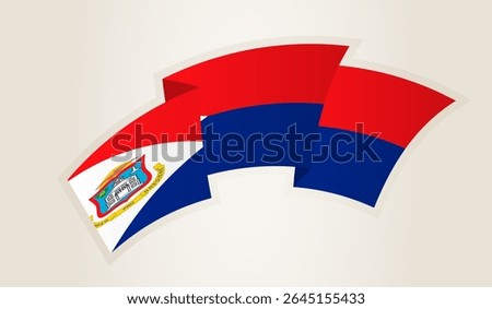 Sint Maarten Flag in Abstract Ribbon Shape, National Symbol of the Sint Maarten. This vector is ideal for use in national events, Independence Day, international sports competitions.