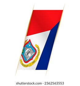 Sint Maarten Fahne in Form eines Banners mit Welleneffekt und Schatten. Modernes Vektordesign.