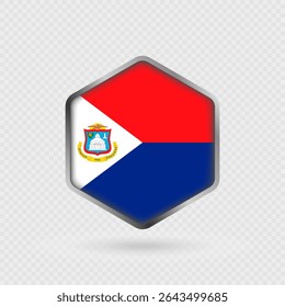 Sint Maarten Flag Icon in Hexagon Shape.