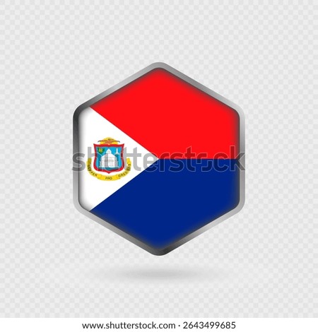 Sint Maarten Flag Icon in Hexagon Shape.