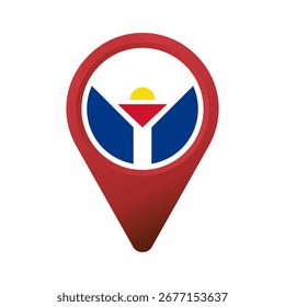 Sint Maarten flag inside a red map pointer flat illustration