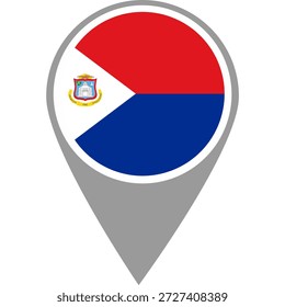 Sint Maarten flag location pin, Sint Maarten flag on location pin, Sint Maarten map pointer in high quality
