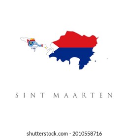 Sint Maarten flag map. The flag of the country in the form of borders. Stock vector illustration isolated on white background.