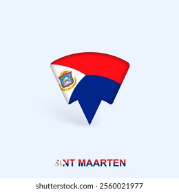 Sint Maarten Flag Map Pointer Design with Shadow. Vector illustrator.