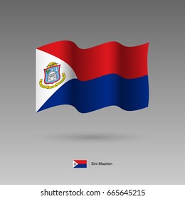 Sint Maarten flag. Official colors and proportion correctly. High detailed vector illustration. 3d and isometry. EPS10