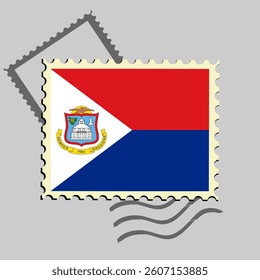 Sint Maarten flag postage stamp. Isolated vector illustration on grey post stamp background
