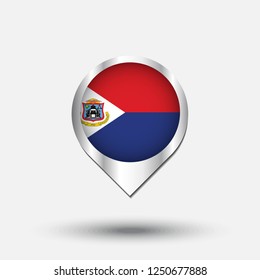 Sint Maarten Flag Round Pin Icon. Vector icon.
