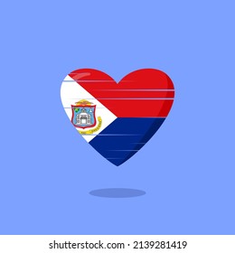 La bandera de San Martín forma la ilustración del amor. Icono de amor de bandera flotante. Concepto de nacionalidad.