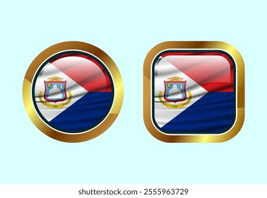 Sint Maarten Flag Shiny Buttons a Patriotic Embellishment Displaying National Pride and Identity