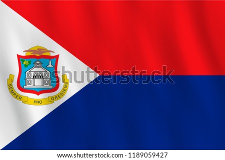 Sint Maarten flag with waving effect, official proportion.