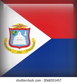Sint Maarten Glossy 3D Square Country Flag Icon