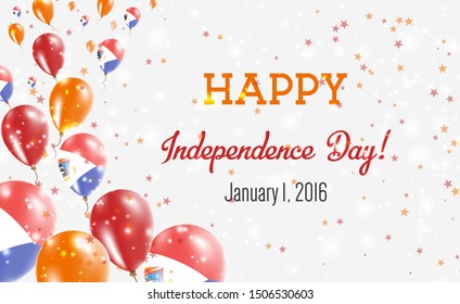 Sint Maarten Independence Day Greeting Card. Flying Balloons in Sint Maarten National Colors. Happy Independence Day Sint Maarten Vector Illustration.
