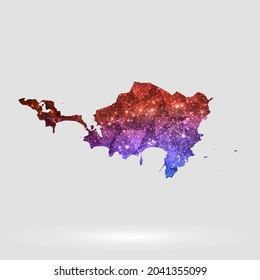 Fondo del mapa de San Martín en estilo poligonal. Ilustración vectorial de baja poly colorido Sint Maarten mapa de aislado. EPS vectorial 10.
