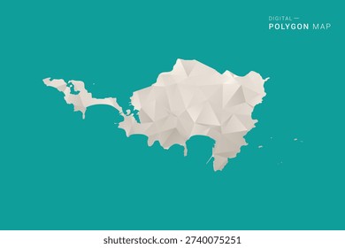 Sint Maarten Map - Green and Gray Polygon Vector Illustration, Low Poly Geometric Design with Clean Minimal Style on Solid Background for Infographic Use.