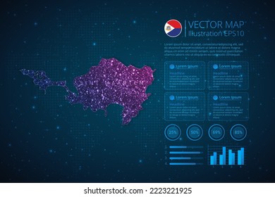 Sint Maarten map infographics template for diagram, graph, presentation and chart with abstract geometric mesh polygonal light concept on blue background. Vector Illustration EPS10.