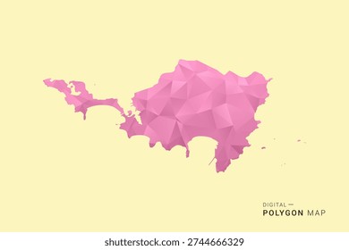 Sint Maarten Map - Low poly polygon map design in soft pink pastel gradient on beige background, modern minimal geometric style, clean digital vector illustration.