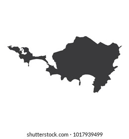 Sint Maarten map on white background vector, Sint Maarten Map Outline Shape Black on White Vector Illustration, High detailed black illustration map -Sint Maarten.