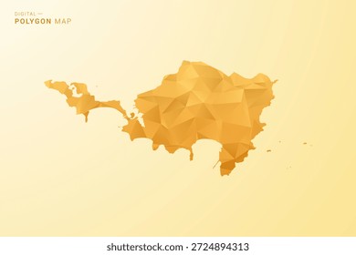 Sint Maarten Map - Polygon style vector illustration in yellow and orange low poly geometric design, modern minimal silhouette, isolated for infographic.